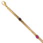 Preview: Armband 585 Gold Gelbgold massiv 19 cm Safir Rubin Smaragd Cabochon Goldarmband