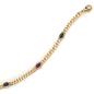 Preview: Armband 585 Gold Gelbgold massiv 19 cm Safir Rubin Smaragd Cabochon Goldarmband