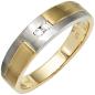 Preview: Herren Ring 585 Gold Gelbgold Weißgold mattiert 2 Diamanten Brillanten Goldring