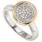 Preview: Damen Ring 585 Gold Weißgold Gelbgold bicolor 40 Diamanten Brillanten Goldring