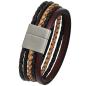 Preview: Armband Leder mehrfarbig mit mattiertem Edelstahl 20 cm Lederarmband breit