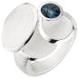 Preview: Damen Ring 925 Sterling Silber matt eismatt 1 Blautopas blau