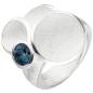 Preview: Damen Ring 925 Sterling Silber matt eismatt 1 Blautopas blau