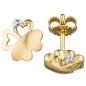 Preview: Schmuck-Set Kleeblatt 333 Gold Gelbgold 7 Zirkonia Ohrringe und Kette 42 cm