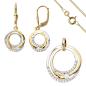 Preview: Schmuck-Set 333 Gold Gelbgold bicolor mit Zirkonia Ohrringe und Kette 45 cm