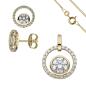 Preview: Schmuck-Set 333 Gold Gelbgold mit Zirkonia Ohrstecker und Kette 45 cm