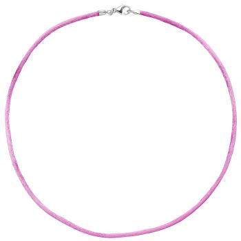 Collier Halskette Seide pink 42 cm, Verschluss 925 Silber Kette