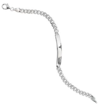 Schildband 925 Sterling Silber 19 cm Gravur ID Armband Karabiner