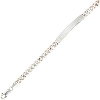 Schildband 925 Sterling Silber 19 cm Gravur ID Armband Karabiner