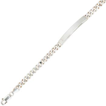 Schildband 925 Sterling Silber 21 cm Gravur ID Armband Karabiner