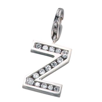 Einhänger Charm Buchstabe Z 925 Sterling Silber mit Zirkonia