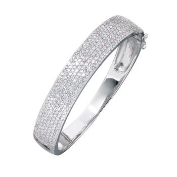 Armreif Armband 925 Sterling Silber mit Zirkonia Silberarmreif Klappverschluss