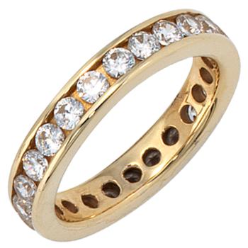 Damen Ring 333 Gold Gelbgold mit Zirkonia rundum Goldring Memoryring