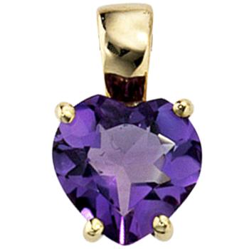 Anhänger Herz 333 Gold Gelbgold 1 Amethyst lila violett Herzanhänger