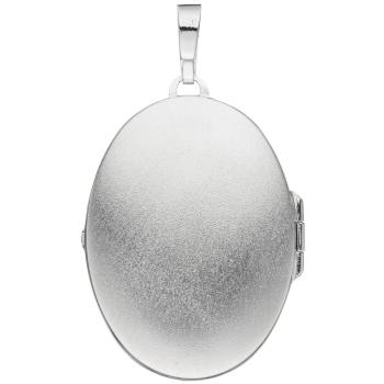 Medaillon oval 925 Sterling Silber mattiert geschwärzt Anhänger zum Öffnen