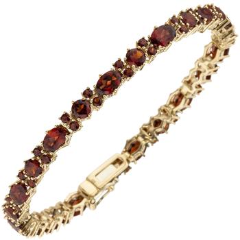 Armband 333 Gold Gelbgold und 72 Granate rot 19 cm Granatarmband