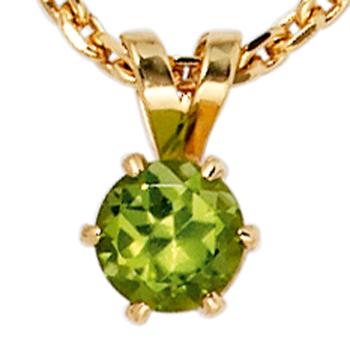 Anhänger 585 Gold Gelbgold 1 Peridot grün Goldanhänger