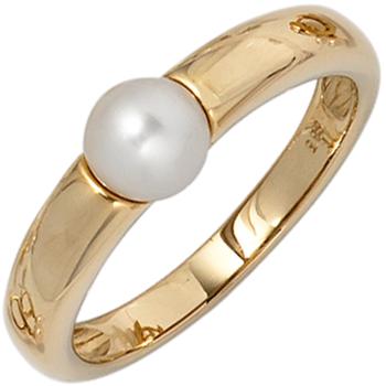 Damen Ring 585 Gold Gelbgold 1 Süßwasser Perle Goldring Perlenring