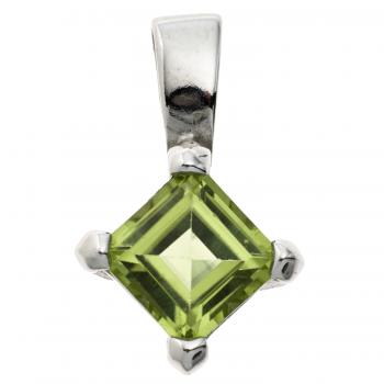 Pendant 925 sterling silver rhodium plated 1 peridot green