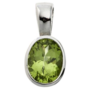 Pendant oval 925 Sterling Silver rhodium plated 1 Peridot green