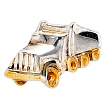 Einzel-Ohrstecker LKW Lastwagen 925 Silber bicolor vergoldet