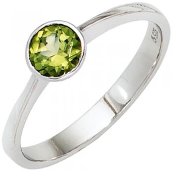 Damen Ring 925 Sterling Silber rhodiniert 1 Peridot grün Silberring