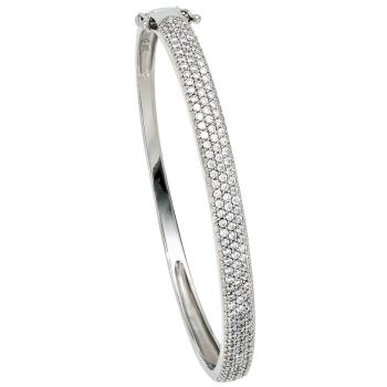 Armreif Armband 925 Sterling Silber mit Zirkonia Silberarmreif Klappverschluss