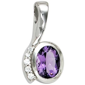 Anhänger 925 Sterling Silber rhodiniert mit Zirkonia lila violett