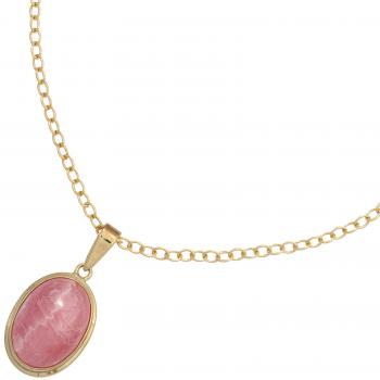 Anhänger oval 585 Gold Gelbgold 1 Rhodochrosit rosa Goldanhänger