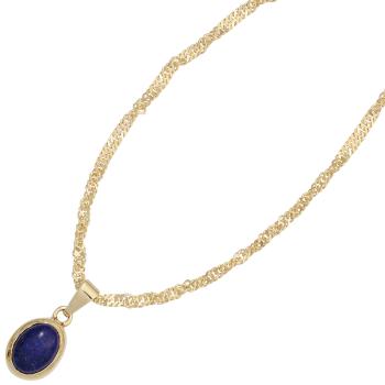 Anhänger oval 585 Gold Gelbgold 1 Lapislazuli blau Goldanhänger