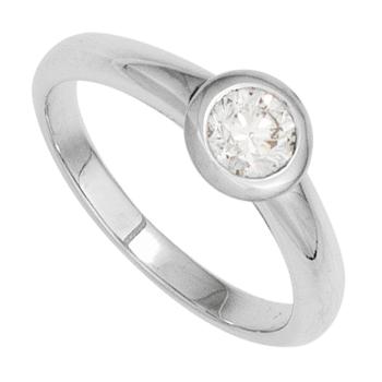 Damen Ring 585 Gold Weißgold 1 Diamant Brillant 0,10ct. Diamantring Goldring