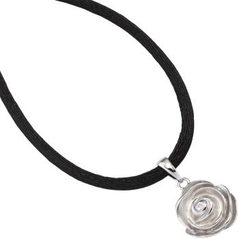 Anhänger Rose 925 Sterling Silber rhodiniert mattiert