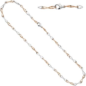 Collier Halskette 333 Gold Weißgold Rotgold bicolor 45 cm Kette Goldkette