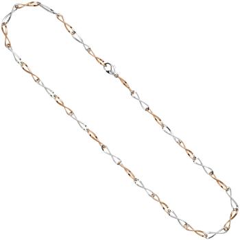 Collier Halskette 333 Gold Weißgold Rotgold bicolor 45 cm Kette Goldkette