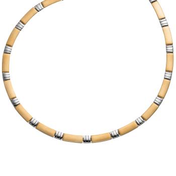 Collier Halskette aus Edelstahl gold farben beschichtet bicolor 47 cm Kette