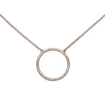 Collier Halskette 925 Silber rotgold vergoldet mit Zirkonia 45 cm Kette