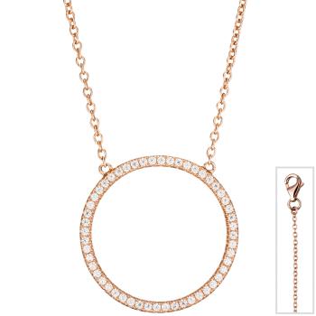 Collier Halskette 925 Silber rotgold vergoldet mit Zirkonia 45 cm Kette