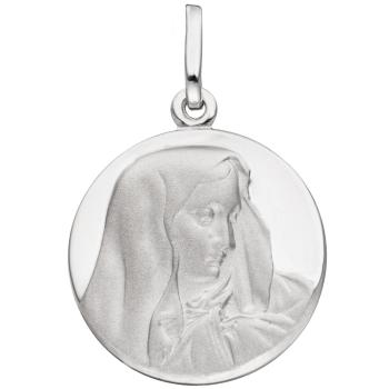 Anhänger Madonna 925 Sterling Silber rund mattiert Silberanhänger