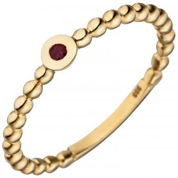 Damen Ring Kugel 333 Gold Gelbgold 1 Rubin rot Kugelring Rubinring