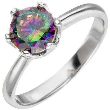 Damen Ring 925 Sterling Silber 1 Zirkonia multicolor Silberring