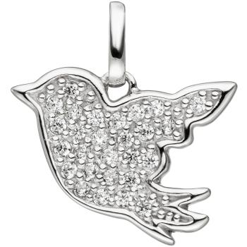 Kinder Anhänger Vogel 925 Sterling Silber mit Zirkonia Kinderanhänger