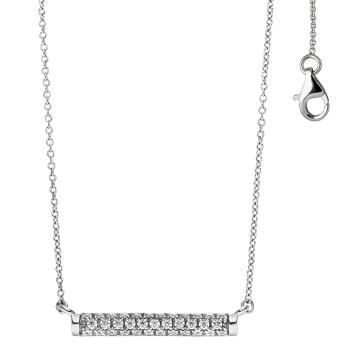 Collier Halskette 925 Sterling Silber mit 35 Zirkonia 45 cm Kette Silberkette