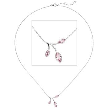 Collier Kette mit Anhänger 925 Sterling Silber 3 Zirkonia rosa 45 cm Kette