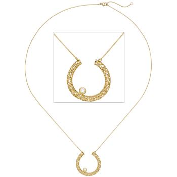 Collier Halskette 750 Gold Gelbgold 1 Diamant Brillant 45 cm Kette Goldkette