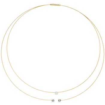 Collier Halskette 2-reihig 750 Gold bicolor 3 Diamanten Brillanten 42 cm Kette