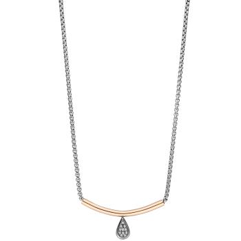 Collier Kette mit Anhänger Edelstahl rotgold farben beschichtet 11 Zirkonia