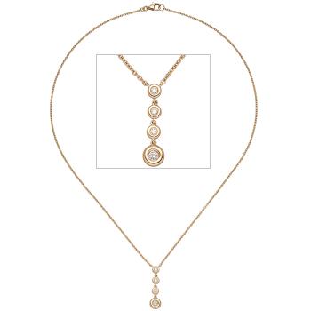 Collier Kette mit Anhänger 585 Gold Rotgold 4 Diamanten Brillanten 44 cm