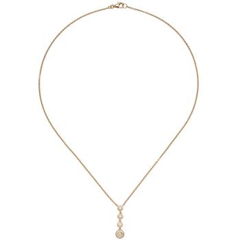 Collier Kette mit Anhänger 585 Gold Rotgold 4 Diamanten Brillanten 44 cm