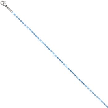 Rundankerkette Edelstahl blau lackiert 42 cm Kette Halskette Karabiner