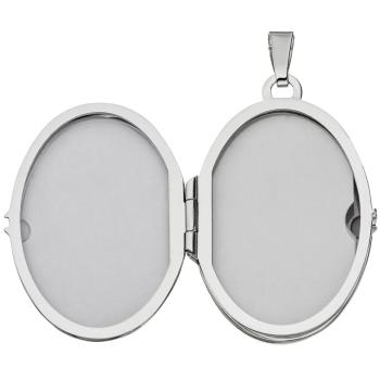 Medaillon oval Anhänger zum Öffnen für 4 Fotos 925 Silber mit Kette 60 cm